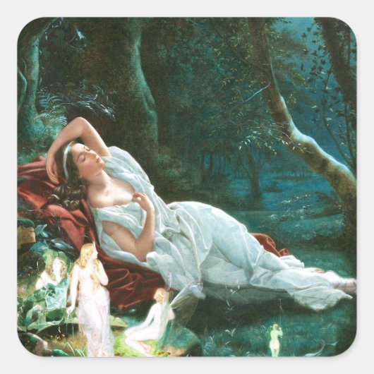 Titania Slapen in het maanlicht - Simmons Art Vierkante Sticker (Voorkant)