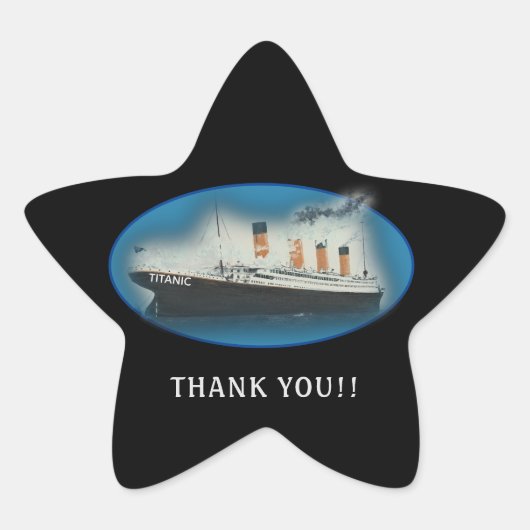Titanic bedankt Black Favor Ster Sticker (Voorkant)