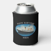 Titanic Birthday Black RMS White Star Line Ship Blikjeskoeler (Blikje Achterkant)