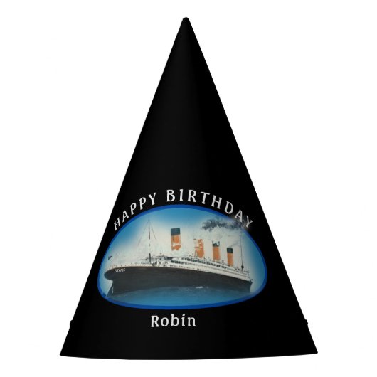 Titanic Birthday Black RMS White Star Line Ship Feesthoedjes (Voorkant)