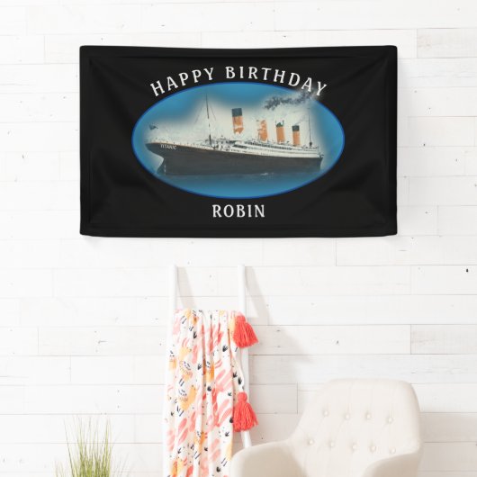Titanic Birthday Black RMS White Star Line Ship Spandoek (Insitu)