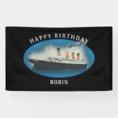 Titanic Birthday Black RMS White Star Line Ship Spandoek (Horizontaal)