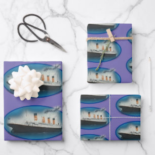 Titanic Birthday Paars White Star Line Ship Inpakpapier Vel