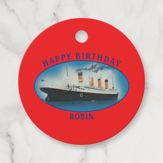 Titanic Birthday Red RMS White Star Line Ship Bedankjes Labels (Voorkant)