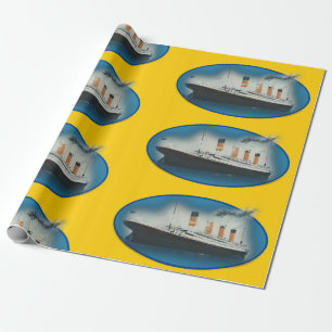 Titanic Birthday Yellow RMS White Star Line Ship Cadeaupapier