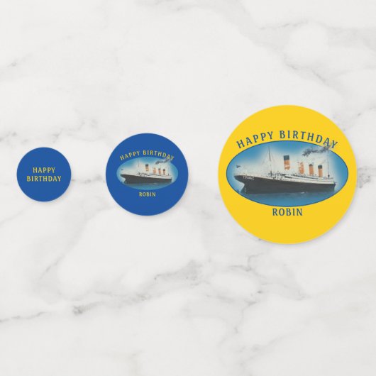 Titanic Birthday Yellow RMS White Star Line Ship Confetti (Achterkanten)