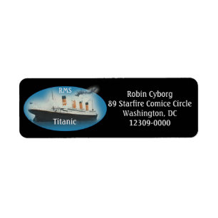 Titanic Black Maritime White Star-adres Etiket