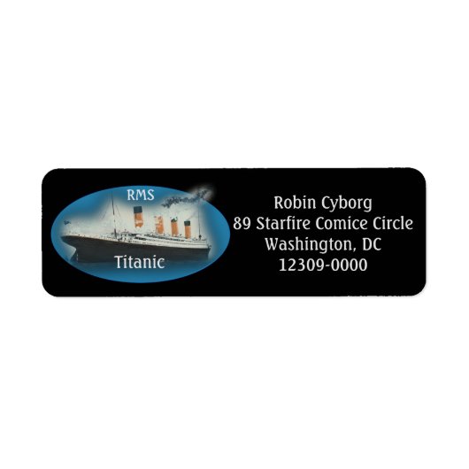 Titanic Black Maritime White Star-adres Etiket (Voorkant)
