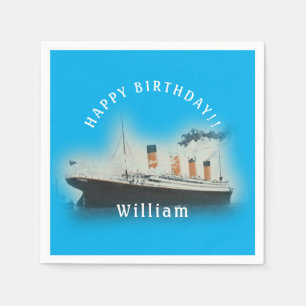 Titanic Blue Verjaardag White Star Line Schip Servet