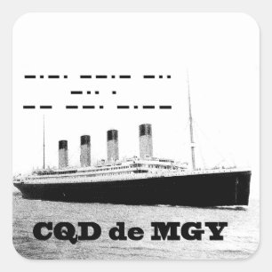 Titanic CQD de MGY Wireless Distress Signal Vierkante Sticker