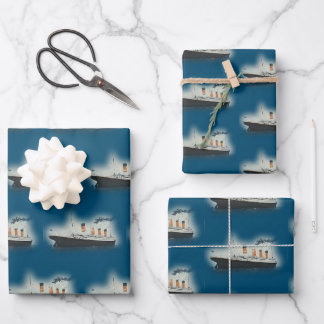 Titanic Dark Blue Zee White Star Line Ship Inpakpapier Vel