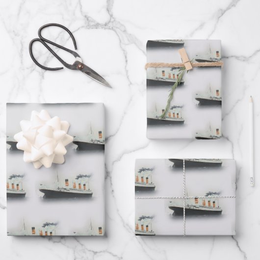 Titanic Iceberg Grey White Star Line Ship Inpakpapier Vel (Voorkant)