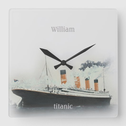 Titanic  Iceberg Grey White Star Line Ship Vierkante Klok (Voorkant)