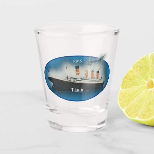 Titanic Maritime Blue White Star Line Ship Shot Glas (Voorkant)