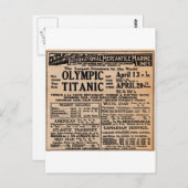 Titanic Newspaper Ad Briefkaart (Voorkant / Achterkant)