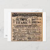 Titanic Newspaper Ad Briefkaart (Voorkant / Achterkant)