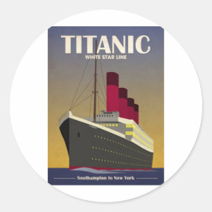 Titanic Ocean Liner Art Deco Print Ronde Sticker