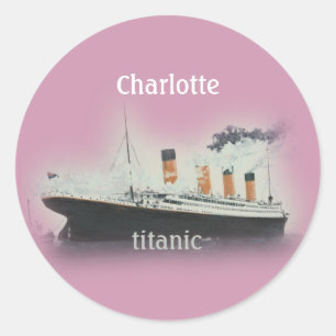  Titanic Ocean Liner Girl Pink Name Ship Ronde Sticker