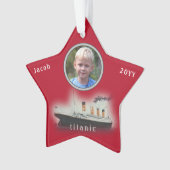 Titanic Porthole Photo Red Kerstmis Ornament (voorkant)