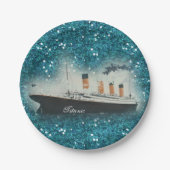 Titanic Sapphire Glitter White Star Line Ship Papieren Bordje (Voorkant)