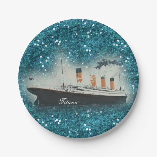 Titanic Sapphire Glitter White Star Line Ship Papieren Bordje (Voorkant)