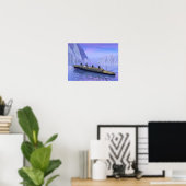 Titanic ship sinking - 3D rendering Poster (Thuiskantoor)