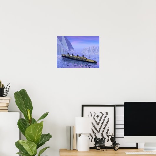 Titanic ship sinking - 3D rendering Poster (Thuiskantoor)