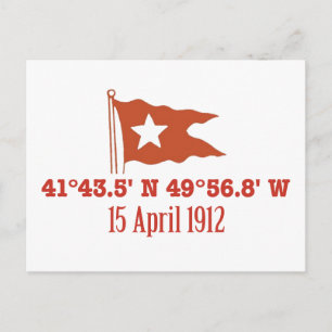 Titanic Sinking GPS Coordinates & White Star Flag Briefkaart