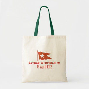 Titanic Sinking GPS Coordinates & White Star Flag Tote Bag