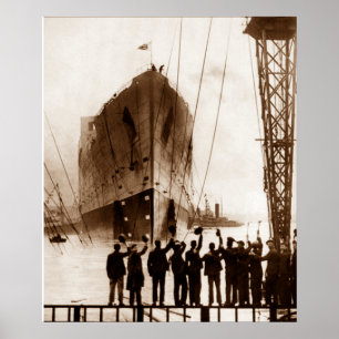 Titanic tewaterlating circa sepia 1912 poster