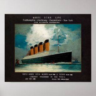  Titanic White Star Line Art Poster