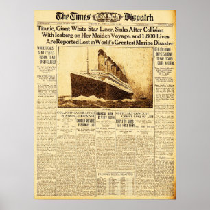 Titanic Zinkt Naar Aanvaring Met IJsberg 1912 Poster