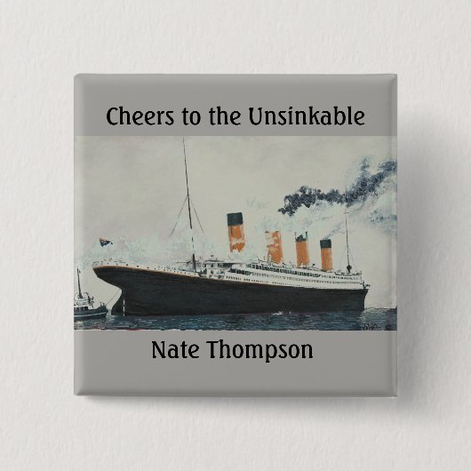 TITANISCHE PARTIJ VIERKANTE BUTTON 5,1 CM (Voorkant)