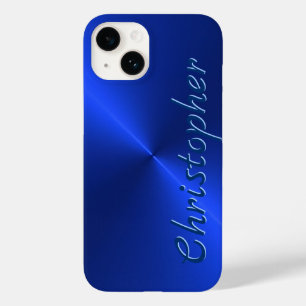 Titanium blauw Roestvrij staal Metaal Case-Mate iPhone 14 Hoesje