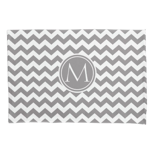 Titanium Chevron Monogrammed Kussensloop (Voorkant)
