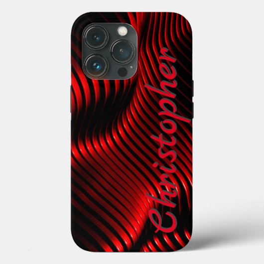 titanium gepolijst rood en zwart radiaal en metaal Case-Mate iPhone case (Achterkant)