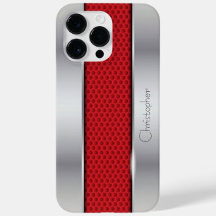 Titanium Rood Zilver Roestvrij staal Print Case-Mate iPhone 14 Pro Max Hoesje