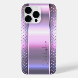Titanium Roze Zilver Roestvrij Staal Print iPhone 14 Pro Max Hoesje