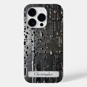 Titanium zilver roestvrij staal print Case-Mate iPhone 14 pro hoesje