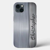 Titanium Zilver Roestvrij staal Print Case-Mate iPhone Case (Achterkant)