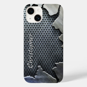 Titanium Zilver Roestvrij Staal Print iphone 15 Case-Mate iPhone 14 Hoesje