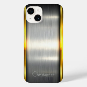 Titanium Zilver Roestvrij Staal Print iphone 15 Case-Mate iPhone 14 Hoesje