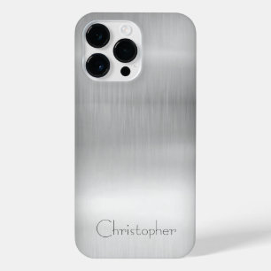 Titanium Zilver Roestvrij staal Print iPhone 14 Pro Max Hoesje