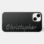 Titanium zwart en zilver roestvrij staal Metallic Case-Mate iPhone Case (Achterkant (horizontaal))