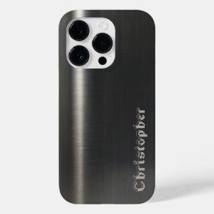 Titanium zwart zilver roestvrij staal print Case-Mate iPhone 14 pro hoesje