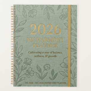 Titel: 2026 Mijn Harmonie Dagplanner Salie Bloem Planner