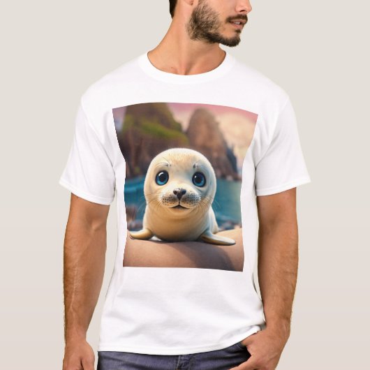 **Titel:** 3D Baby Seal Character Design **Descri T-shirt (Voorkant)