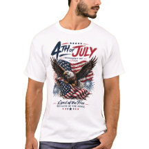 Titel: 4 juli Witkoparend Patriottisch T-shirt