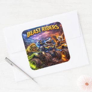 Titel beest Rijder squad zes pack premium monster Vierkante Sticker
