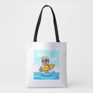 Titel: "Cartoon Surfboard op Water Canvas tas – Fu